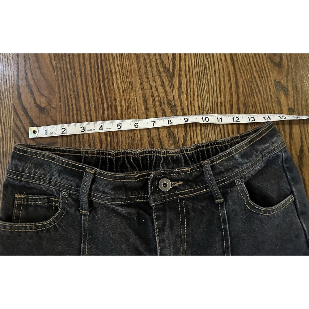 Wide Leg Flared Jeans in Washed Black - Picture 7 of 11